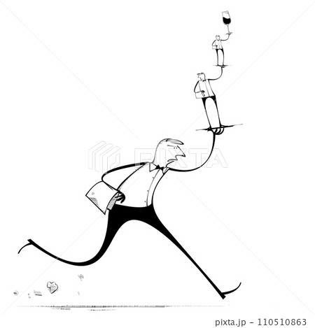 Waiter carrying smaller waiters and wine Waiter carrying smaller waiters and wine 110510863