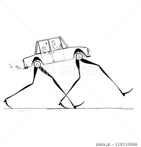 Driving car with giant legs Driving car with giant legs 110510866