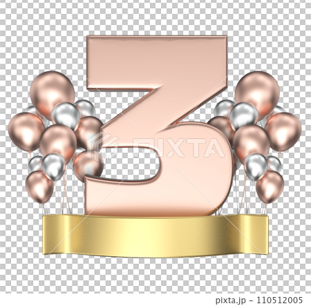 Happy Anniversary Number gold With Balloon 3D Render Happy Anniversary Number gold With Balloon 3D Render 110512005