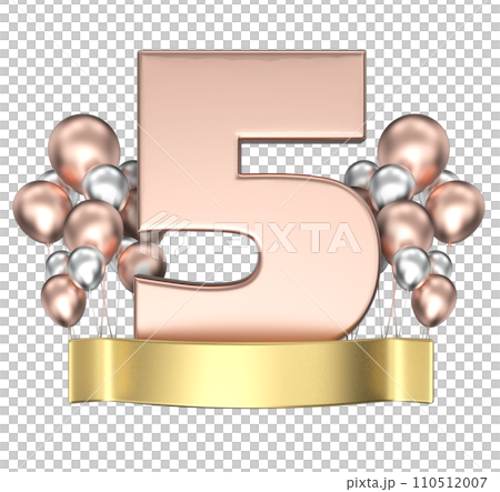 Happy Anniversary Number gold With Balloon 3D Render Happy Anniversary Number gold With Balloon 3D Render 110512007