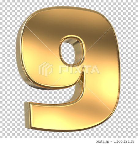 golden number 9 golden number isolated on whiteのイラスト素材 [110512119] - PIXTA