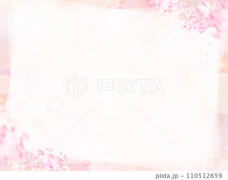 淡い桜の和風フレーム 110512659