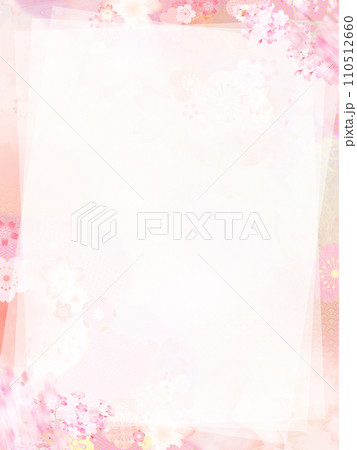 淡い桜の和風フレーム 110512660