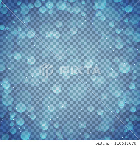 Transparent bokeh. Shining blurred light element on blue background. Vector illustration 110512679