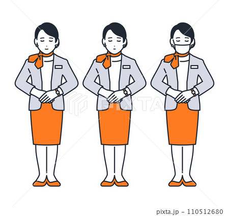 お辞儀をする案内の女性のシンプルなベクターイラストセット素材 お辞儀をする案内の女性のシンプルなベクターイラストセット素材 110512680