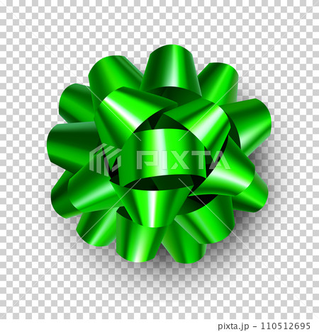 Beautiful green ribbon bow with shadow isolated on transparent background. Realistic decoration for holidays presents and cards. Bright decorate object from satin tape vector illustration. Beautiful green ribbon bow with shadow isolated on transparent background. Realistic decoration for holidays presents and cards. Bright decorate object from satin tape vector illustration. 110512695