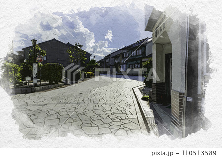 水彩画風 高岡 金屋町 金屋町ポケットパーク 富山県高岡市 水彩画風 高岡 金屋町 金屋町ポケットパーク 富山県高岡市 110513589
