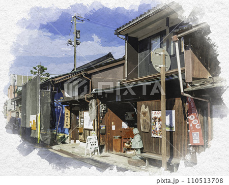 水彩画風　高岡　金屋町　高岡市鋳物資料館　富山県高岡市 110513708