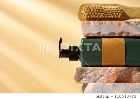 Cosmetic package dispenser with granite stone studio shot 110513773