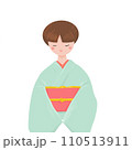 伏し目がちな着物女性 110513911
