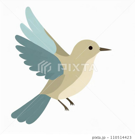 羽を広げて飛んでいるシンプルな鳥、右向き【AI画像】 110514423