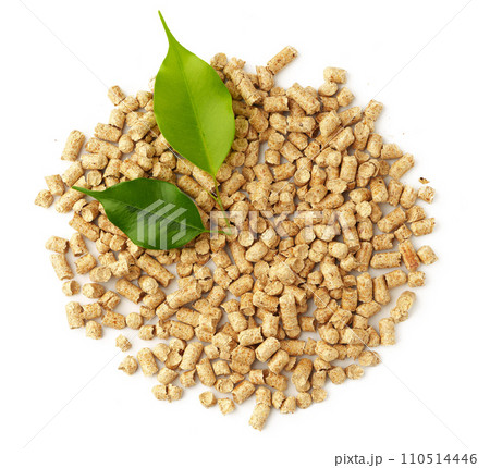 Wooden filler for cat litter box isolated on white background 110514446