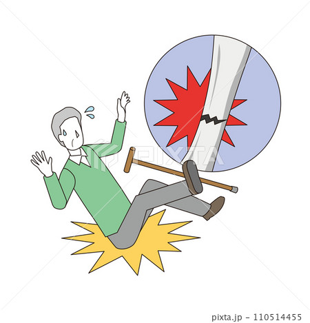 転倒して骨折する高齢男性 転倒して骨折する高齢男性 110514455