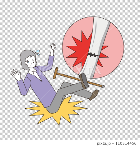 転倒して骨折する高齢女性 転倒して骨折する高齢女性 110514456