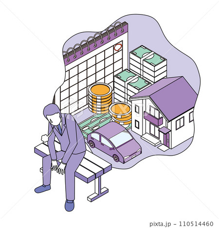 住宅や車のローンが苦しいビジネスマン 110514460