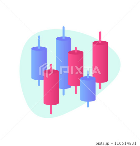 Japanese Candlestick Icon. Stock market chart with modern candlesticks isolated on white background. Online trading, technical analysis, financial business concept 110514831