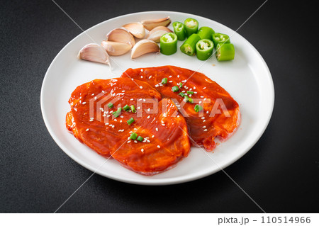 pork Korean marinated or fresh pork raw marinated with Korean spicy paste 110514966