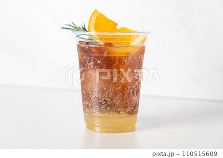 espresso with yuzu syrup in glass espresso with yuzu syrup in glass 110515609