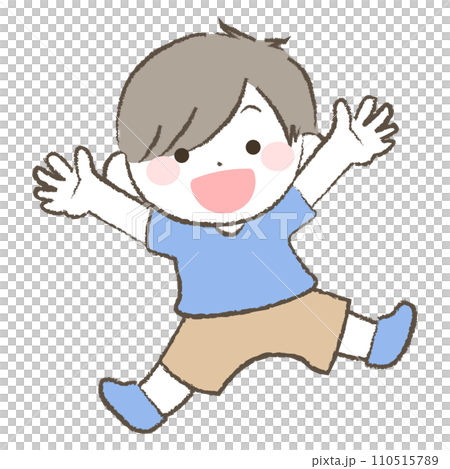 Illustration of a cheerful boy jumping 1 110515789