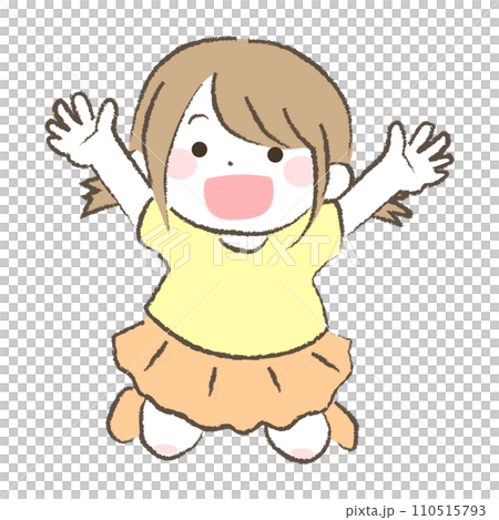 Illustration of a cheerful girl jumping 2 Illustration of a cheerful girl jumping 2 110515793
