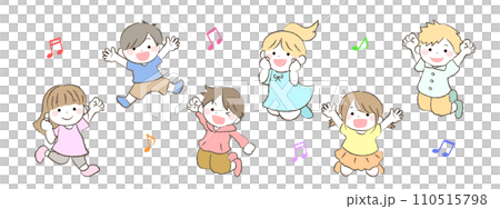 Illustration of cheerful children jumping 1 110515798