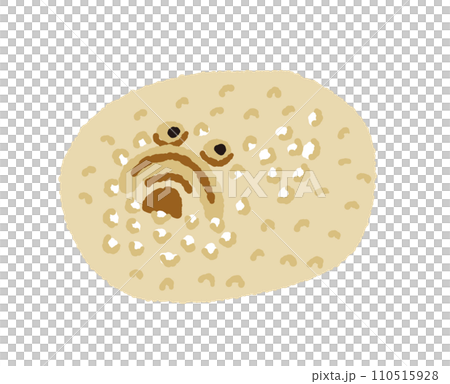 A hand-drawn illustration of a dangerous marine creature that mimics and hides in the sand. A hand-drawn illustration of a dangerous marine creature that mimics and hides in the sand. 110515928