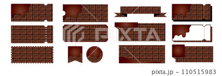 ダークセールに使えるチョコレート柄の割引クーポンのベクターデザインセット（枠のみ） 110515983