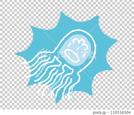 水下漂浮的海洋危險生物水母的手繪插圖 110516304