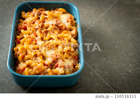 homemade macaroni bolognese with cheese homemade macaroni bolognese with cheese 110516311