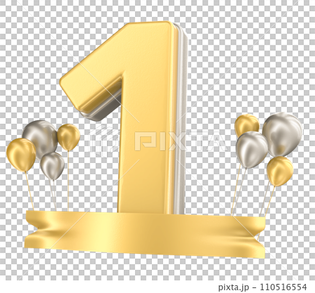 Balloon Number For Anniversary 3D Render With Balloon Gold Balloon Number For Anniversary 3D Render With Balloon Gold 110516554