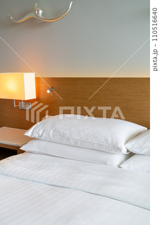 pillow on bed in bedroom pillow on bed in bedroom 110516640