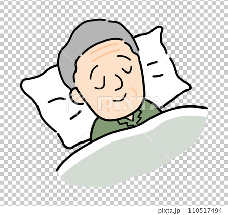 Senior man sleeping on a futon Senior man sleeping on a futon 110517494