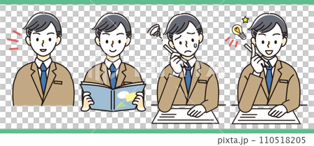 Set of students studying Men and women Junior high school students High school students Illustration material Set of students studying Men and women Junior high school students High school students Illustration material 110518205