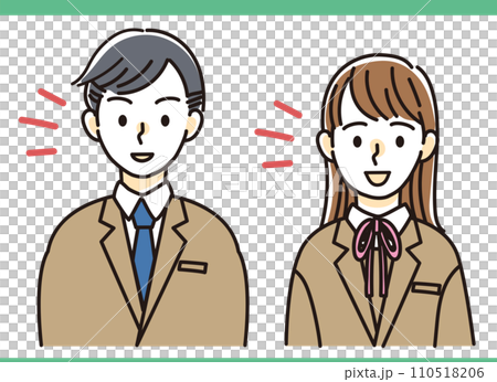 Students who greet with enthusiasm Male and female Junior high school students High school students Illustration material 110518206