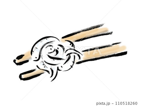 しらすを箸で掴んで持ち上げている和風手描きイラスト しらすを箸で掴んで持ち上げている和風手描きイラスト 110518260