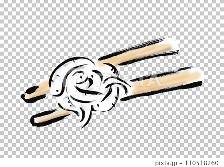 しらすを箸で掴んで持ち上げている和風手描きイラスト しらすを箸で掴んで持ち上げている和風手描きイラスト 110518260