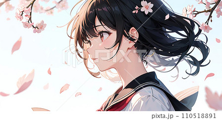 桜 制服 可愛い女の子 白背景 イラスト「AI生成画像」 桜 制服 可愛い女の子 白背景 イラスト「AI生成画像」 110518891