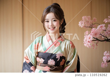 振袖　美人　熨斗文様　日本人「AI生成画像」 110519262