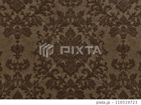 Vintage shimmery brown wallpaper with floral pattern. Expensive wallpaper. Vintage shimmery brown wallpaper with floral pattern. Expensive wallpaper. 110519723
