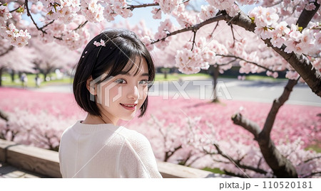 桜と制服の女の子「AI生成画像」 桜と制服の女の子「AI生成画像」 110520181