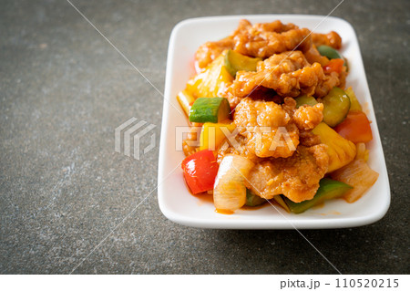 Stir fried sweet and sour sauce with pork Stir fried sweet and sour sauce with pork 110520215