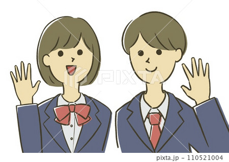 手を振る学生の男女 110521004