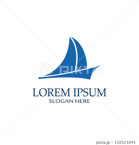 Sailboat or sailing boat logo with waves of waves. Using the logo icon design concept vector illustration template 110521043