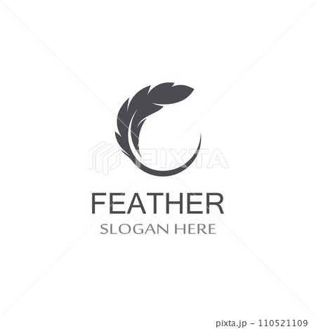 poultry breed feather logo and a pen made of feathers using vector icon design illustration template 110521109