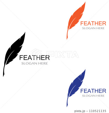 poultry breed feather logo and a pen made of feathers using vector icon design illustration template 110521135
