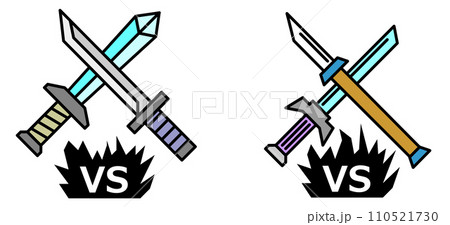 対決や決闘で使われる刀やソードで対決するイラスト 110521730