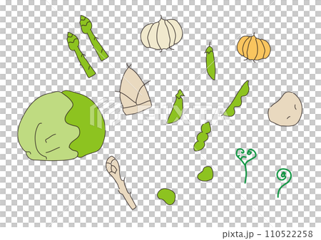Spring vegetables hand drawn illustration set Spring vegetables hand drawn illustration set 110522258