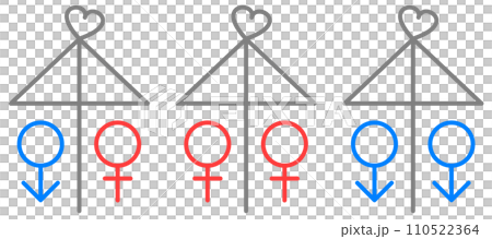 Illustration of a mutual umbrella of a male and female couple in love 110522364