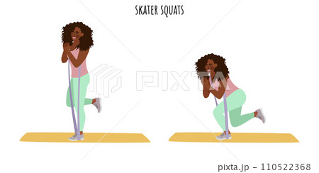 Young woman doing skater squats exercise Young woman doing skater squats exercise 110522368