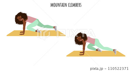Young woman doing mountain climbers exercise Young woman doing mountain climbers exercise 110522371
